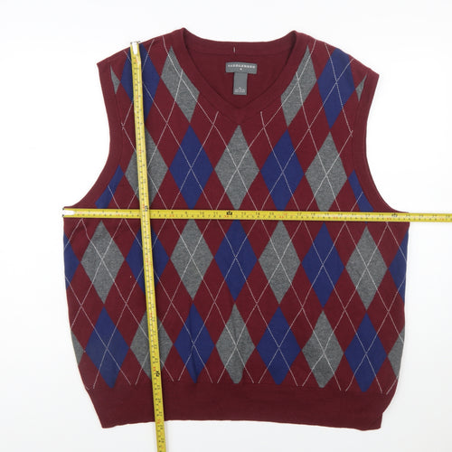 Saddlebred Men's Multicoloured Argyle Cotton Knit Vest XL