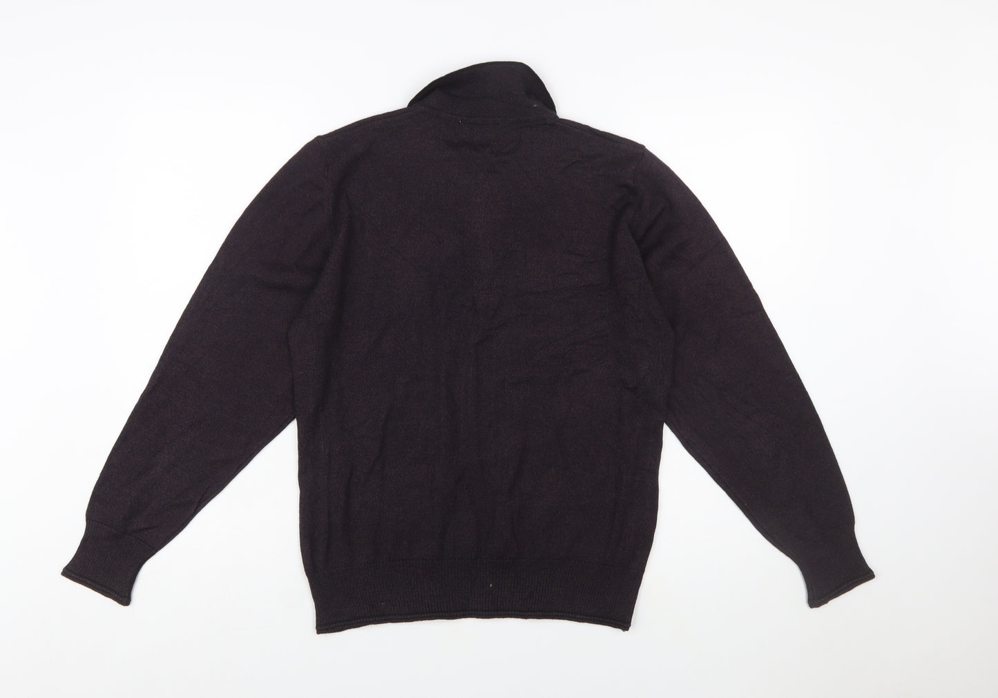 LEON Men’s Brown Wool Blend Collared Full Zip Jumper Size M