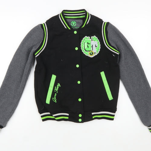 Theory Wear Women Black & Grey Varsity Full Zip Sweatshirt S