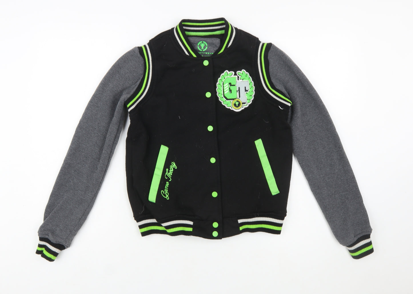 Theory Wear Women Black & Grey Varsity Full Zip Sweatshirt S