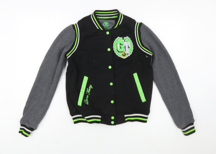 Theory Wear Women Black & Grey Varsity Full Zip Sweatshirt S