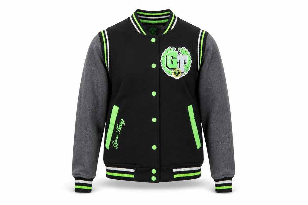 Theory Wear Women Black & Grey Varsity Full Zip Sweatshirt S