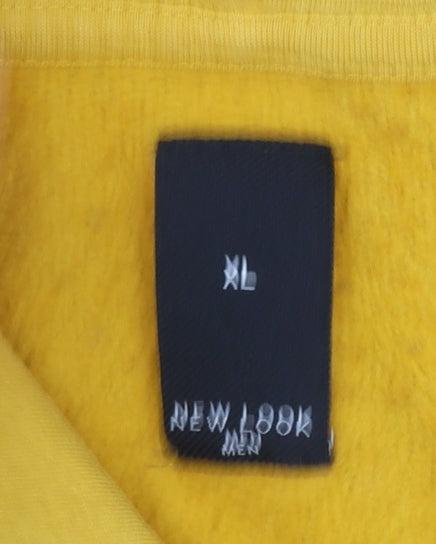 New Look Men’s Yellow XL Pullover Hoodie Cotton Blend
