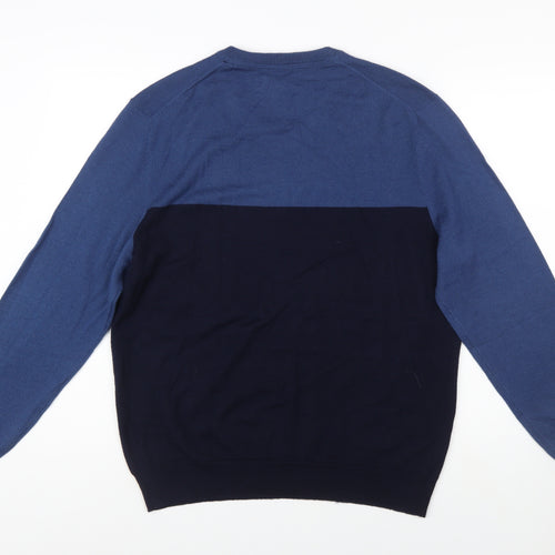 Club Room Men's Blue Argyle V-Neck Wool Blend Jumper Size M