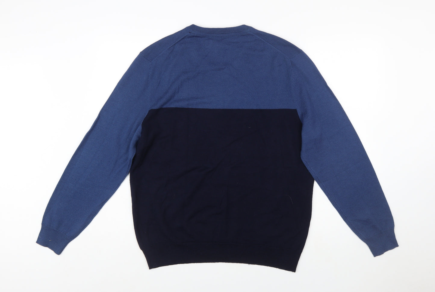 Club Room Men's Blue Argyle V-Neck Wool Blend Jumper Size M