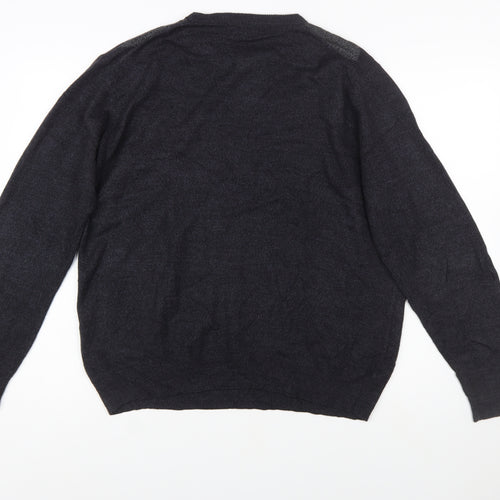 Dockers Men's Grey Argyle Acrylic Crew Neck Jumper Size L