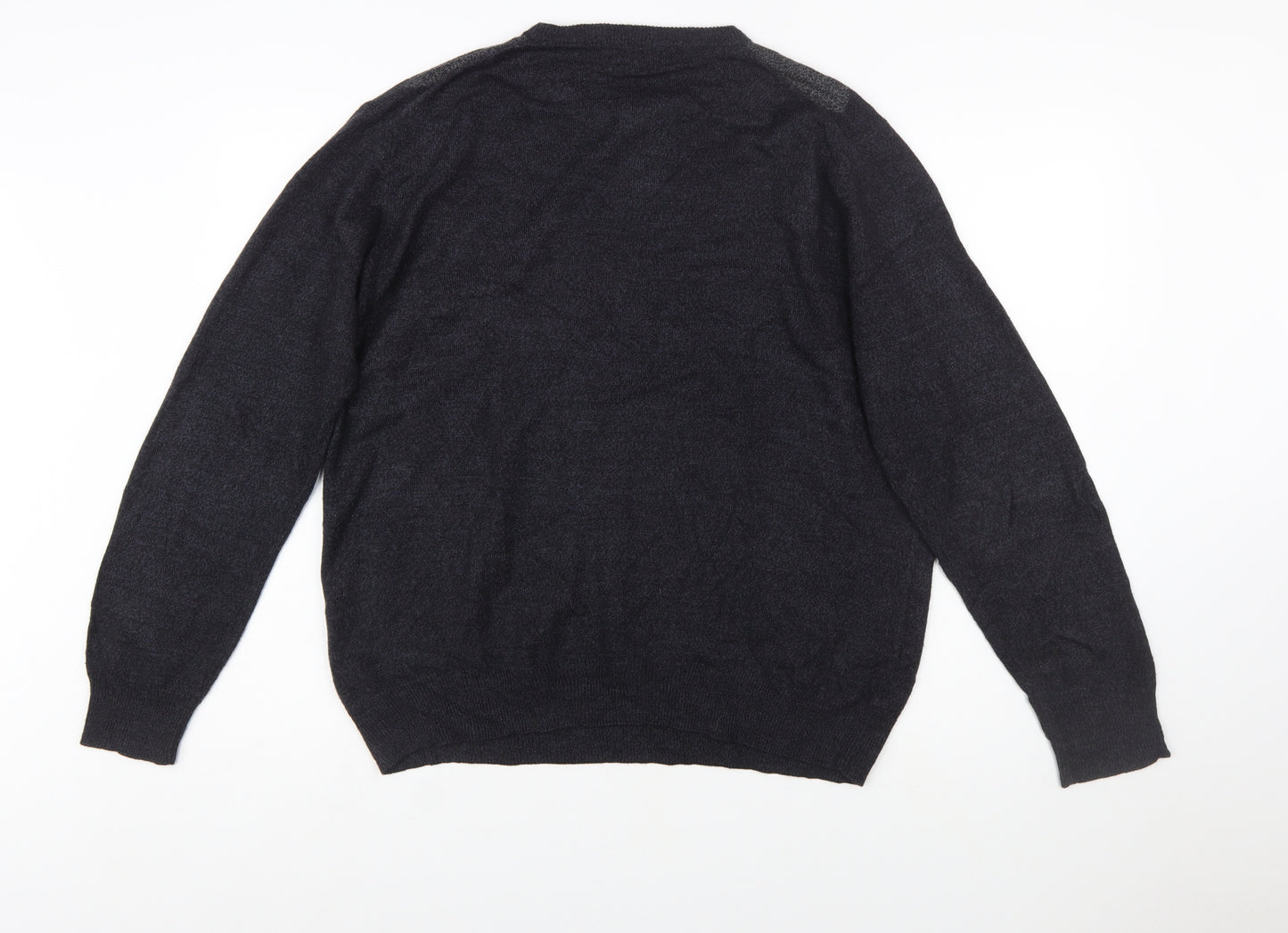 Dockers Men's Grey Argyle Acrylic Crew Neck Jumper Size L