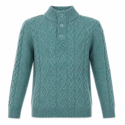 Urban Reef Mens Green Cable-Knit Henley Jumper Size L