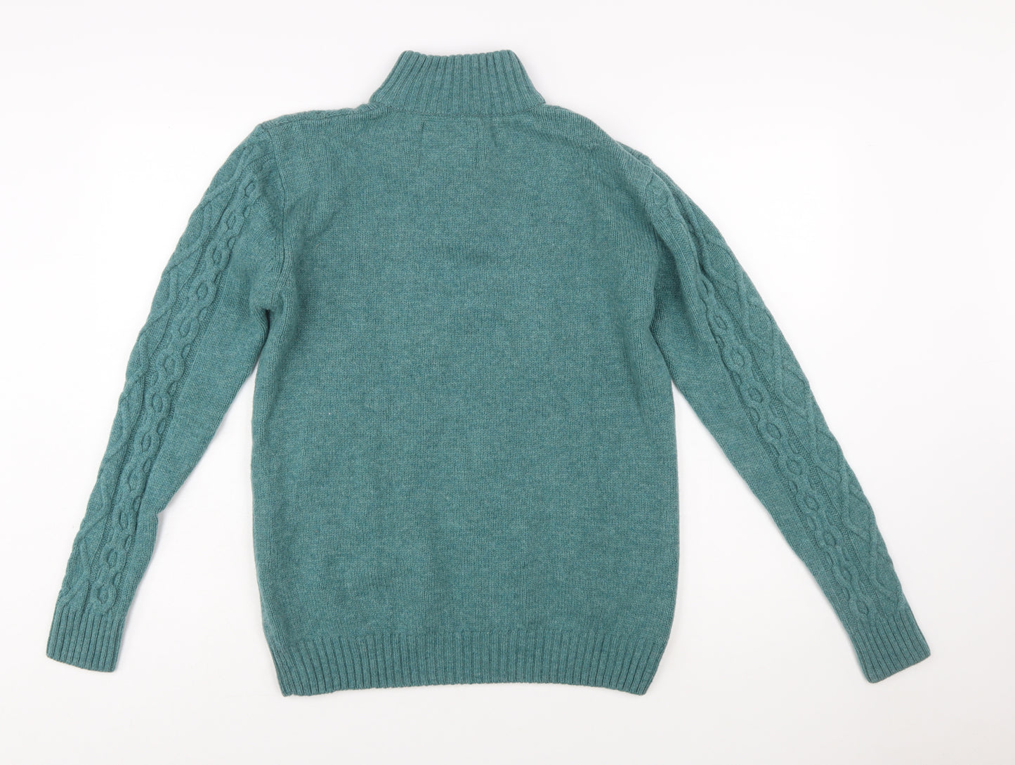 Urban Reef Mens Green Cable-Knit Henley Jumper Size L