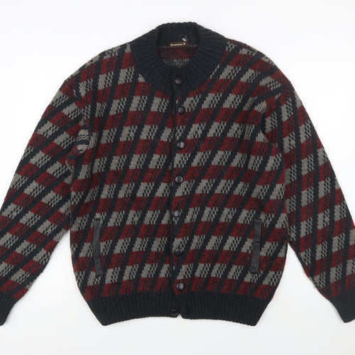 Graziano G. Men's Multicoloured Check Wool Cardigan M