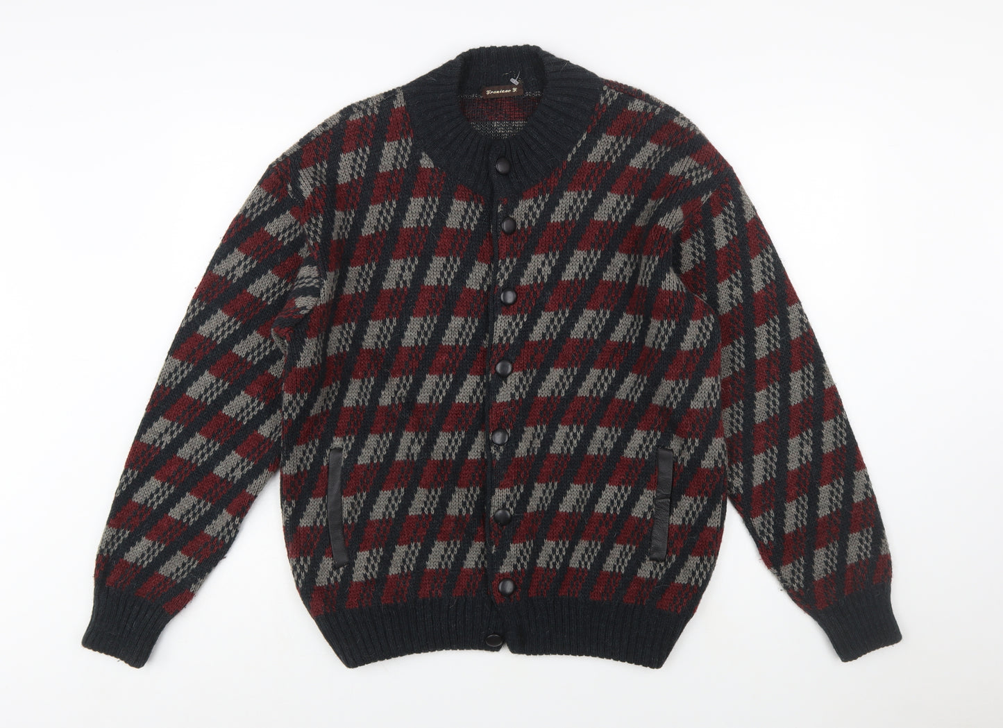 Graziano G. Men's Multicoloured Check Wool Cardigan M