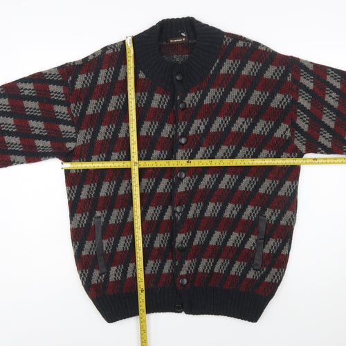 Graziano G. Men's Multicoloured Check Wool Cardigan M