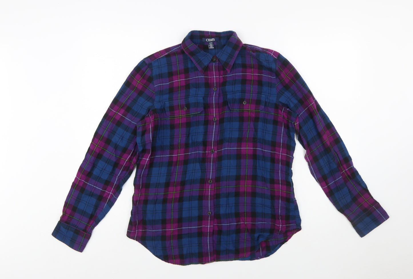 Chaps Women's Multicoloured Plaid Cotton Long Sleeve Button-Up Shirt M