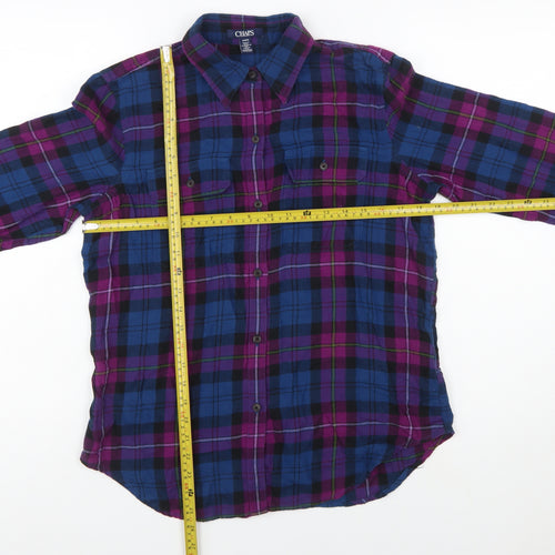 Chaps Women's Multicoloured Plaid Cotton Long Sleeve Button-Up Shirt M