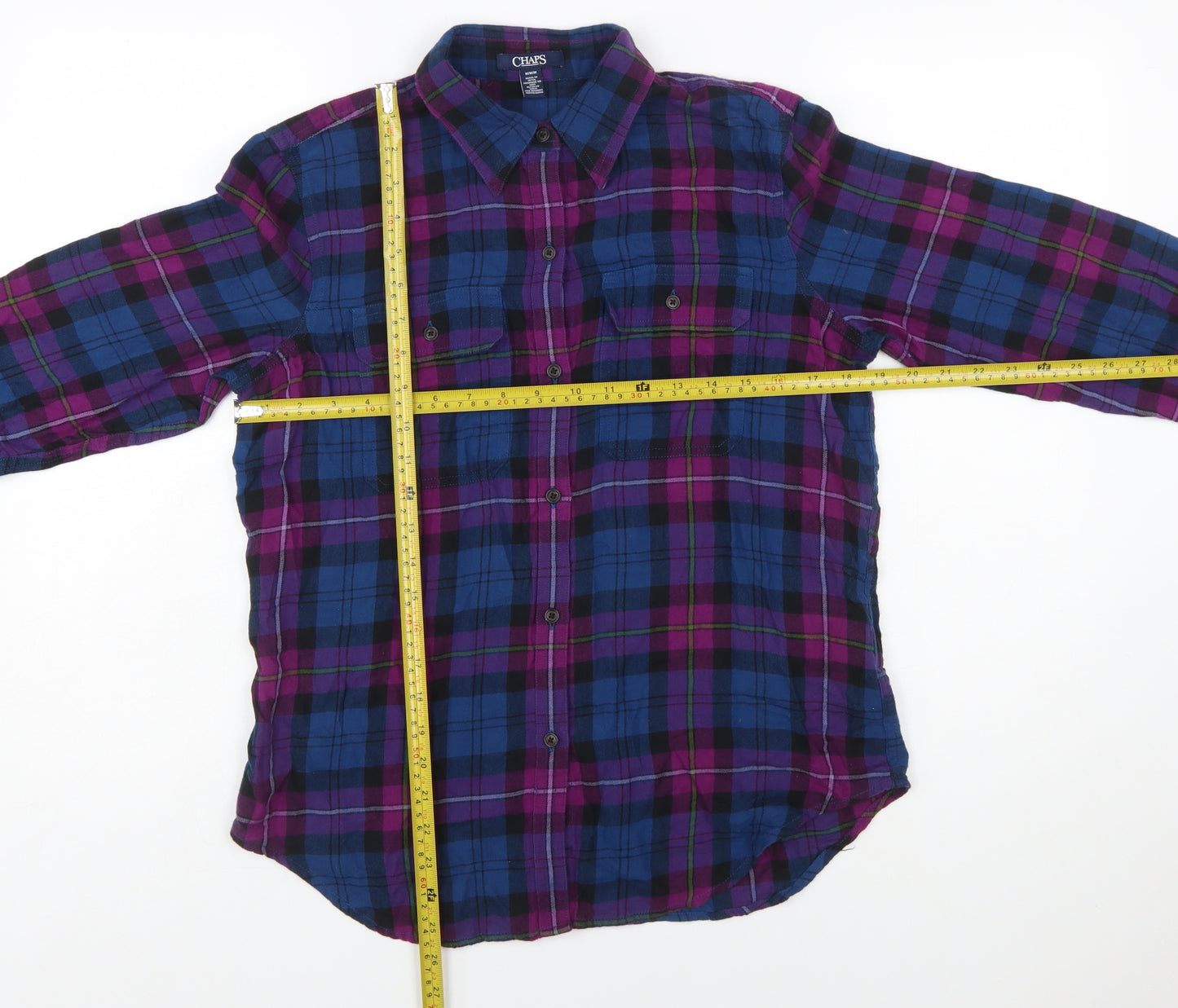 Chaps Women's Multicoloured Plaid Cotton Long Sleeve Button-Up Shirt M