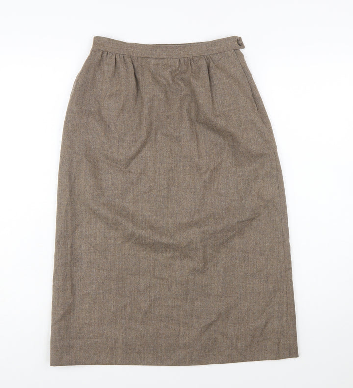 Post Horn Women's Brown Wool Midi Pencil Skirt Size 10