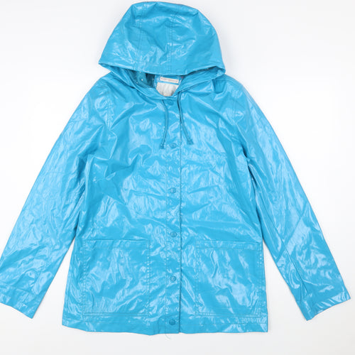 Xhilaration Women Blue L Water Resistant Hooded Rain Coat Jacket