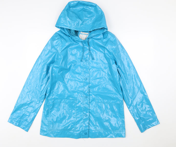 Xhilaration Women Blue L Water Resistant Hooded Rain Coat Jacket
