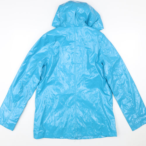 Xhilaration Women Blue L Water Resistant Hooded Rain Coat Jacket