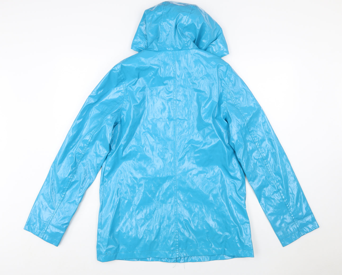 Xhilaration Women Blue L Water Resistant Hooded Rain Coat Jacket