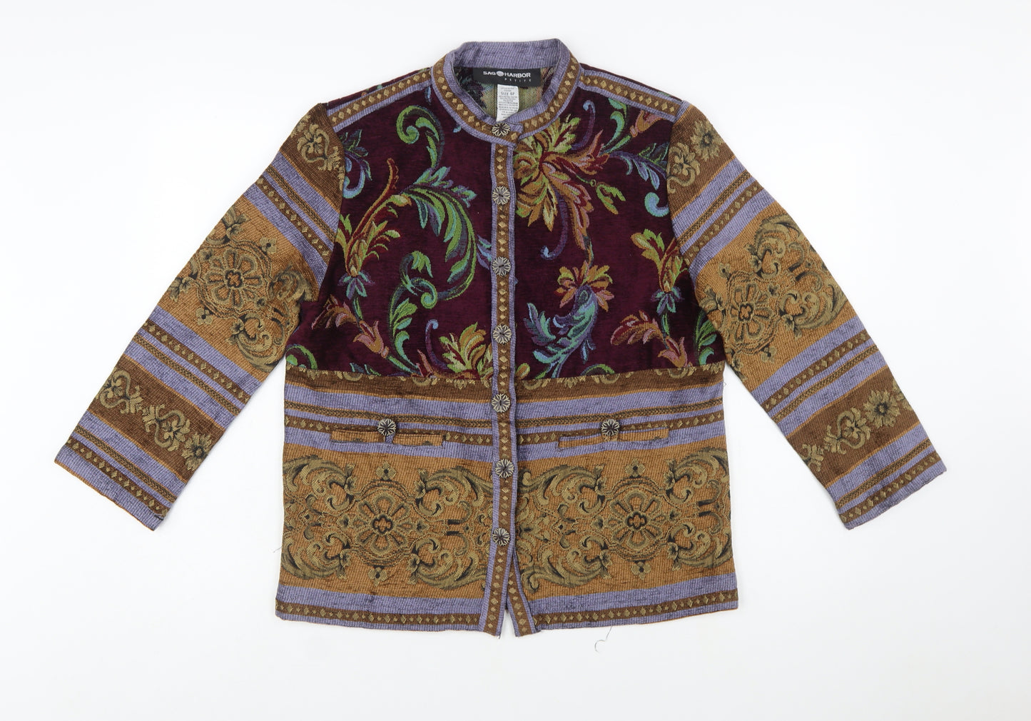 Sag Harbor Petite Multicoloured Floral Brocade Jacket Women's Size 6