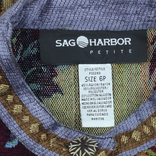 Sag Harbor Petite Multicoloured Floral Brocade Jacket Women's Size 6