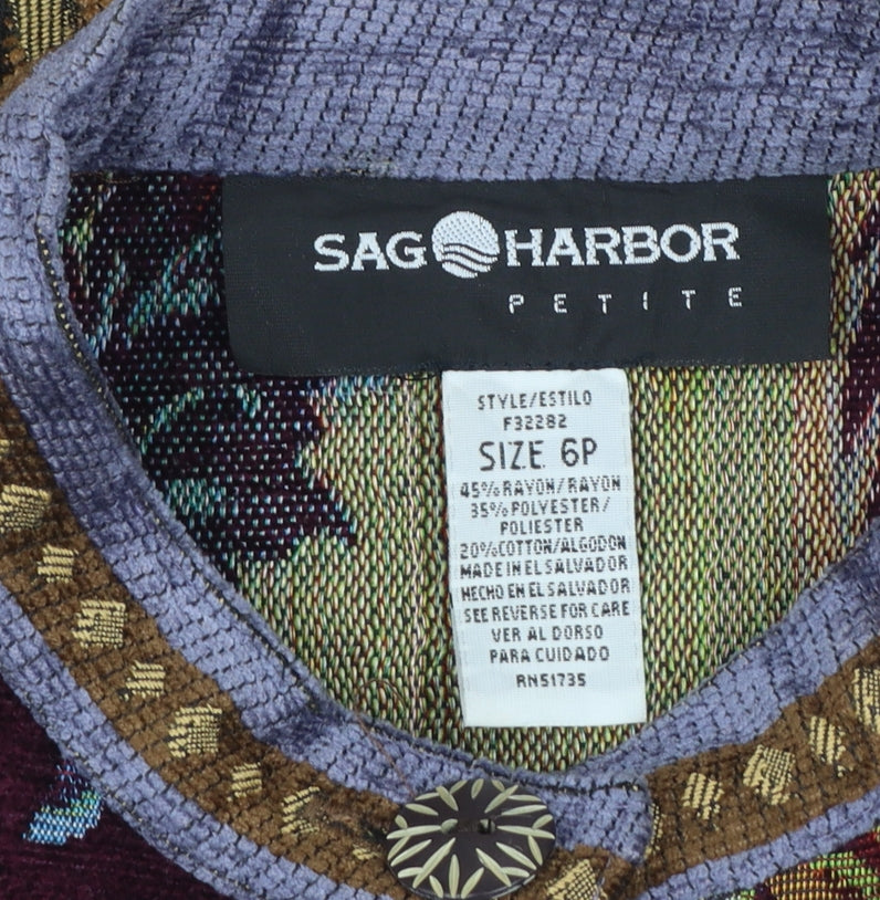 Sag Harbor Petite Multicoloured Floral Brocade Jacket Women's Size 6