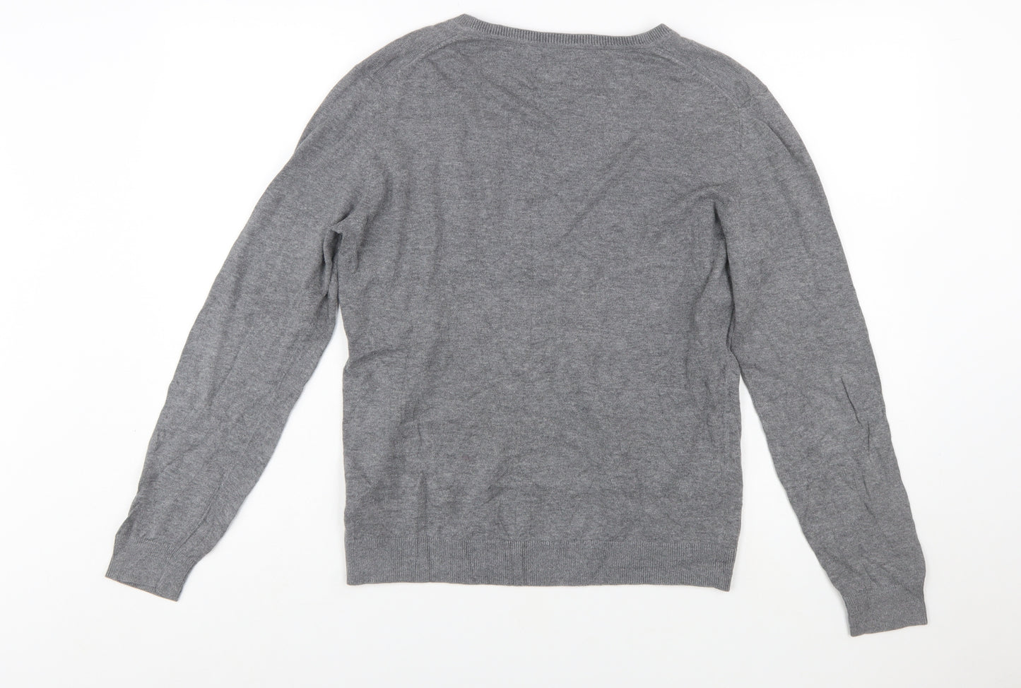 Tommy Hilfiger Men's Grey Argyle V-Neck Cotton Jumper L