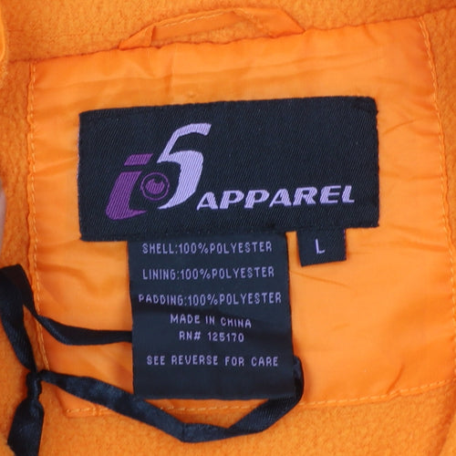 i5 Apparel Men's Orange Polyester Full Zip Lined Jacket Size L