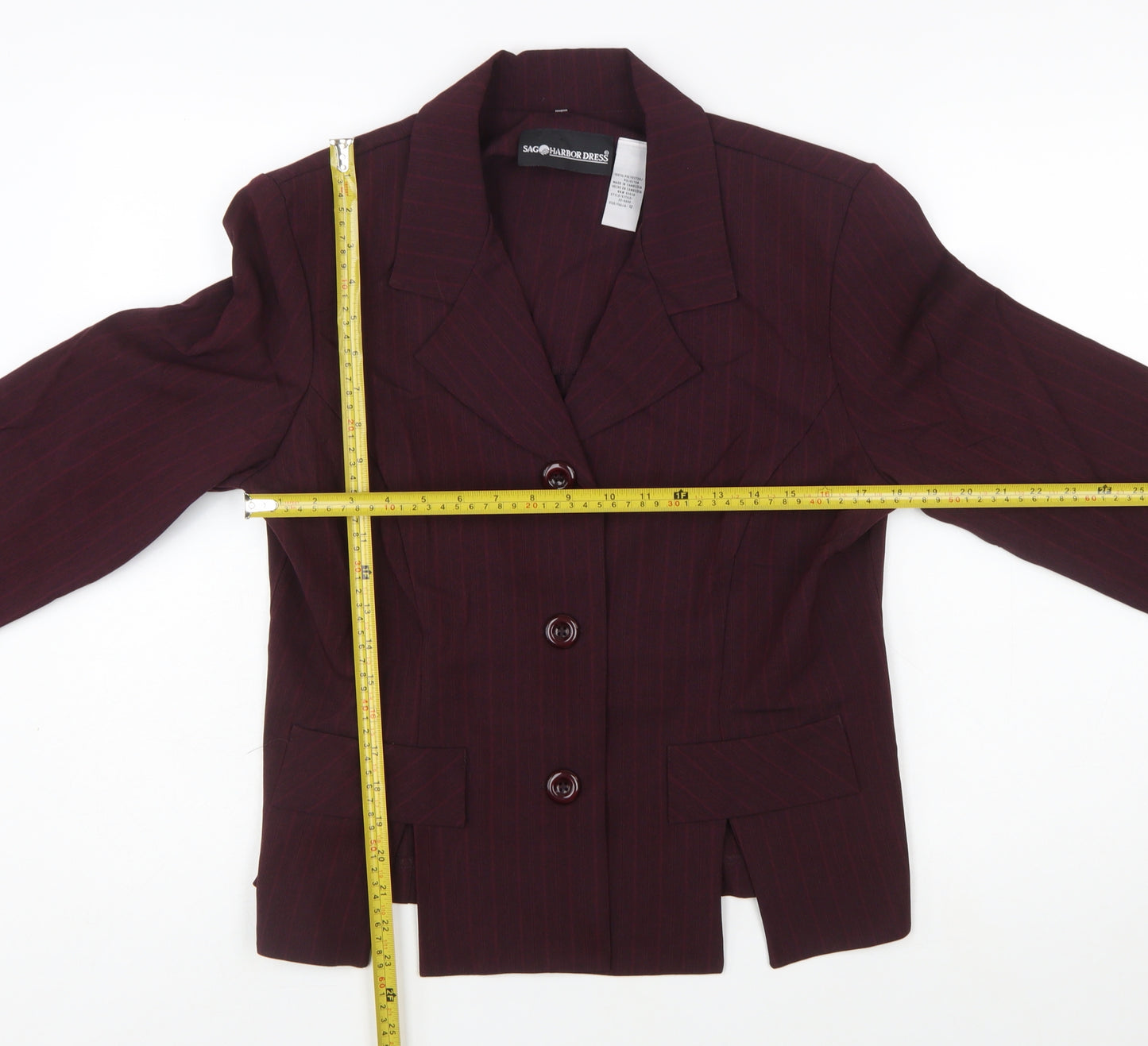 Sag Harbor Dress Women's Burgundy Pinstripe Suit Jacket Size 12