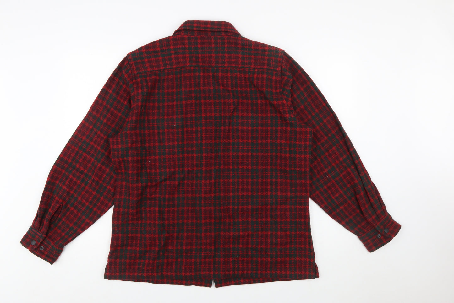 Woolrich Men Red Check Wool Blend Zip Flannel Jacket L
