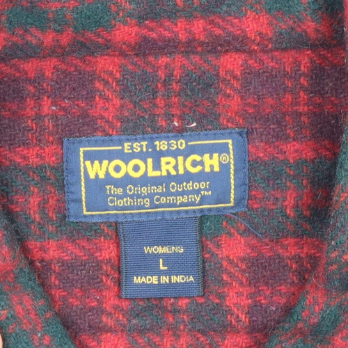 Woolrich Men Red Check Wool Blend Zip Flannel Jacket L