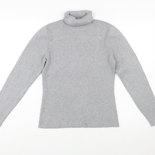 Liz Claiborne Women’s Grey Petite Roll Neck Knit Jumper L