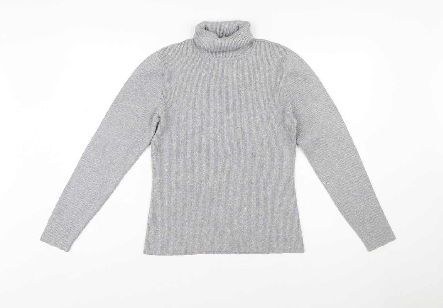Liz Claiborne Women’s Grey Petite Roll Neck Knit Jumper L