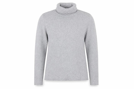 Front view of Liz Claiborne Women’s Grey Petite Roll Neck Knit Jumper L