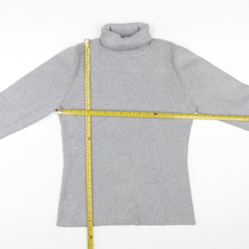 Liz Claiborne Women’s Grey Petite Roll Neck Knit Jumper L