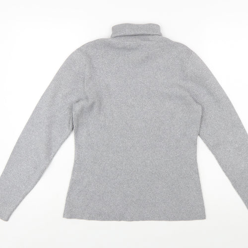 Liz Claiborne Women’s Grey Petite Roll Neck Knit Jumper L