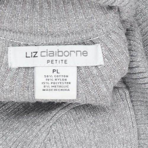 Liz Claiborne Women’s Grey Petite Roll Neck Knit Jumper L