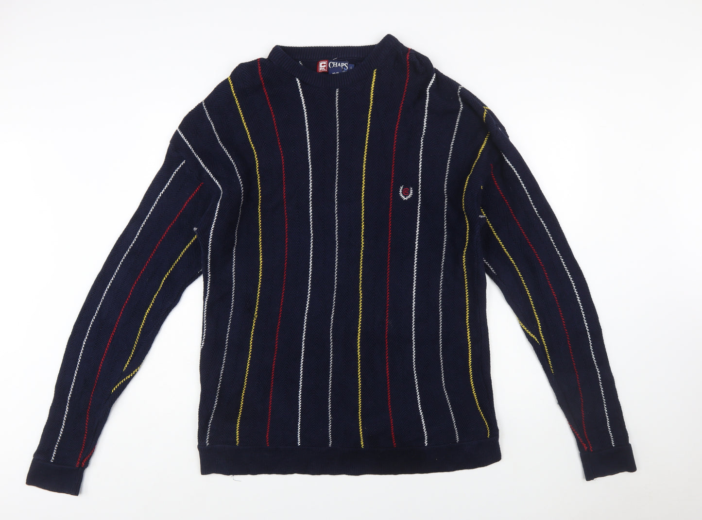 Chaps Ralph Lauren Men's Blue Striped Cotton Jumper L