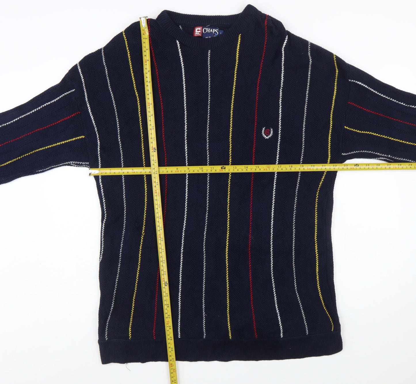 Chaps Ralph Lauren Men's Blue Striped Cotton Jumper L