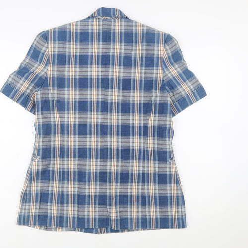 Vogue Camicia Women's Blue Check Short Sleeve Blazer Size 12