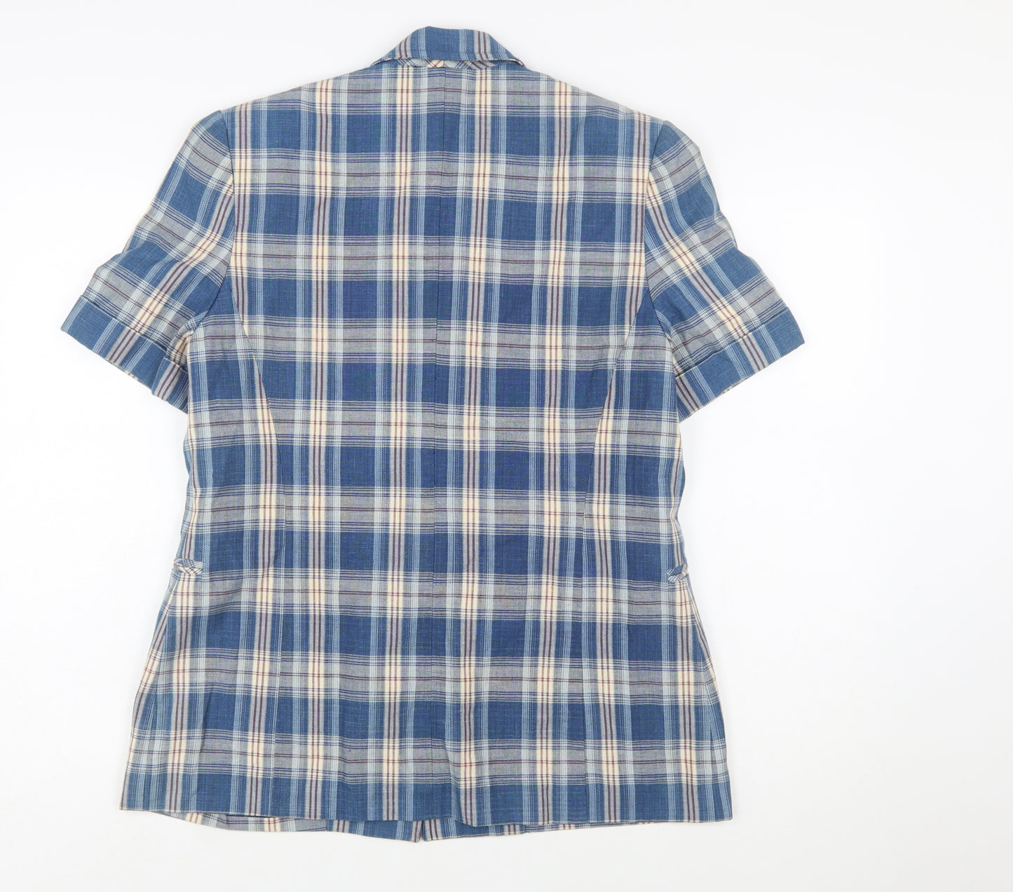 Vogue Camicia Women's Blue Check Short Sleeve Blazer Size 12
