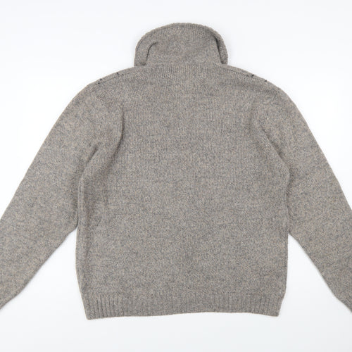 Rodes Sportswear Men's Grey Argyle Wool Blend 1/4 Zip Jumper M