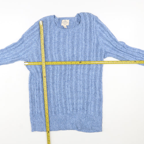 St John's Bay Women's Blue Cable-Knit Cotton Jumper Size L