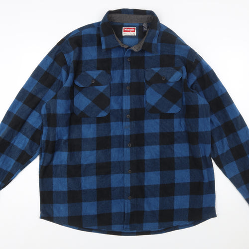 Wrangler Men's Blue Check Flannel Button-Up Shirt XL