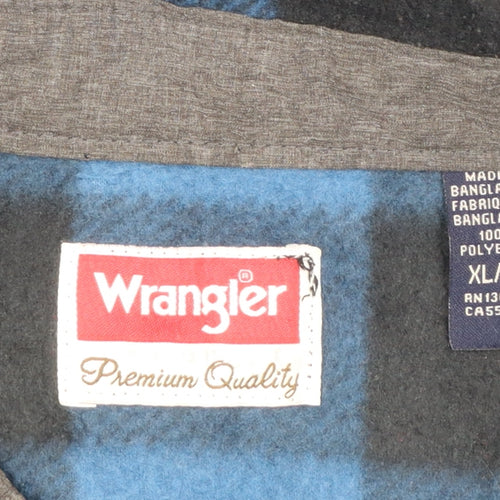 Wrangler Men's Blue Check Flannel Button-Up Shirt XL