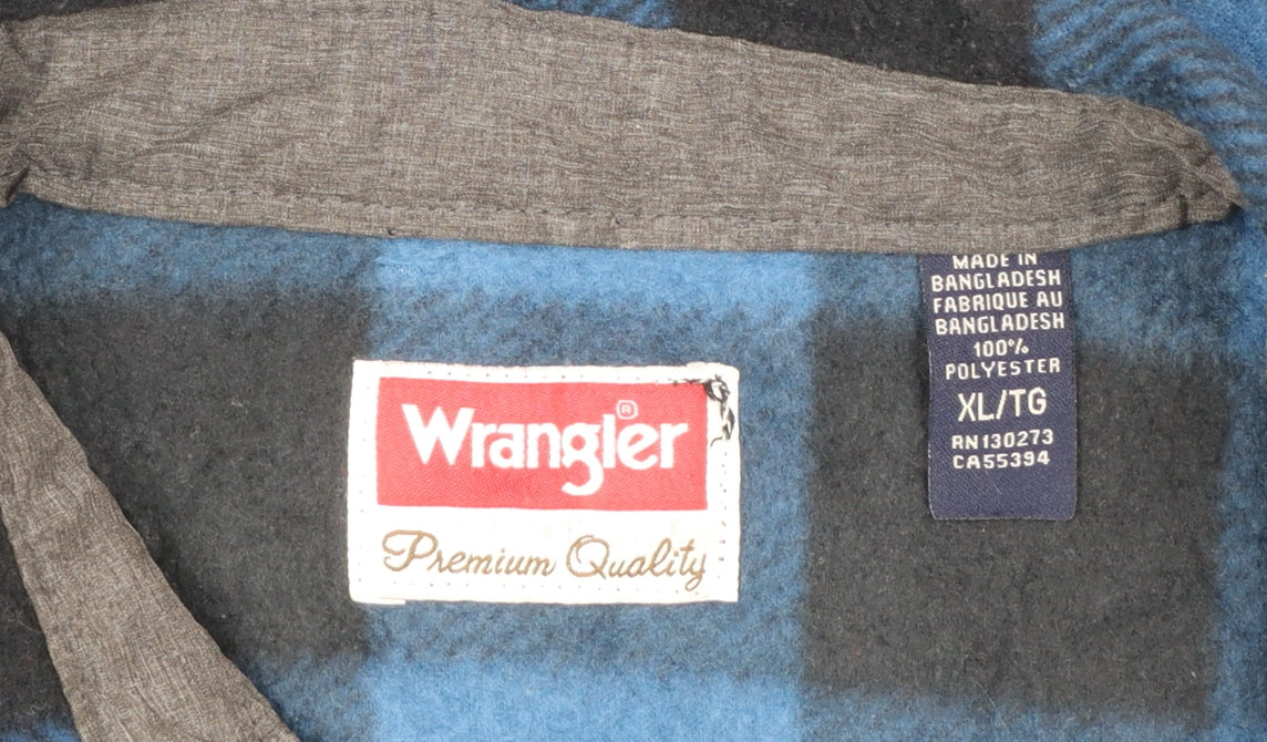 Wrangler Men's Blue Check Flannel Button-Up Shirt XL