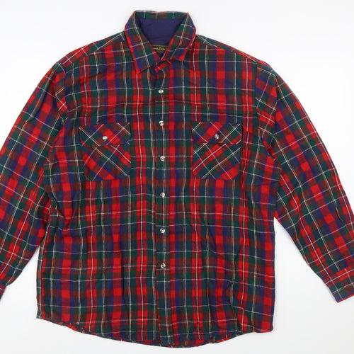 Eleven Sixty Six Men's Red Check Flannel Button-Up Shirt Size L