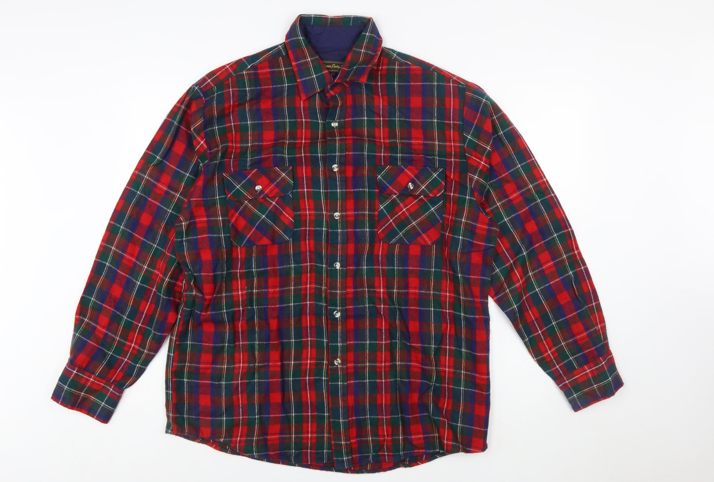 Eleven Sixty Six Men's Red Check Flannel Button-Up Shirt Size L
