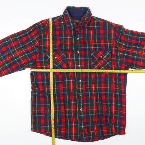 Eleven Sixty Six Men's Red Check Flannel Button-Up Shirt Size L